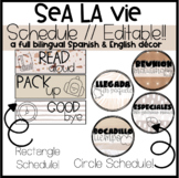 Sea La Vie - Schedule - English & Spanish EDITABLE bundle