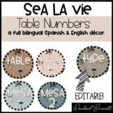 Sea La Vie - Table Numbers - English & Spanish Editable bundle 