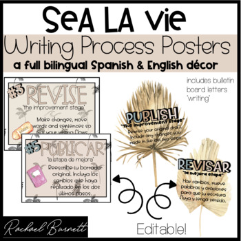 Preview of Sea La Vie - Writing Process Posters - English & Spanish EDITABLE bundle