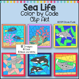 Sea Life Color by Number or Code Clip Art Ocean Animals