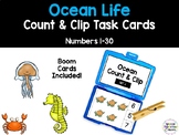 Ocean Math Count & Clip 1-30 Task Cards with Digital Included