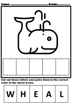 ocean cut and paste activity sea life kindergarten build a word worksheets hw