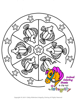 Sea Life Mandala Coloring Sheets - Seahorse, Dolphin, Shells, Fish, Sea ...