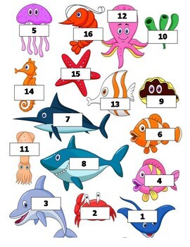 Sea Life Subtraction Game- Subtraction within 20 / File Folder game