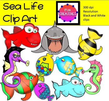 Preview of Sea Life and Fish Clip Art