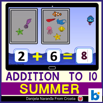 Preview of Sea Ocean Addition to 10 Summer MATH Game Boom™ Cards