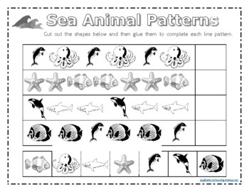 Sea Ocean Animal Picture Patterns - Cut and Glue by Suddenly Schooling