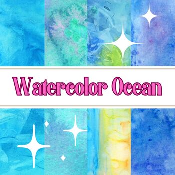 Preview of Sea & Ocean Clip Art, Watercolor Fun and Whimsical Digital Backgrounds