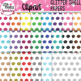 Sea Shell Digital Paper Background Clipart with Glitter