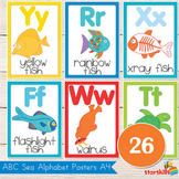 Sea Theme Alphabet Classroom Posters (A4 & US Letter)