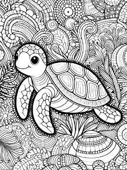Preview of Sea Turtle 45 Mandalas: Coloring Book for Stress Relief and Relaxation