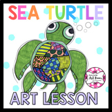 Sea Turtle Art Lesson -  Ocean Animal, Sub Plans, Early Fi