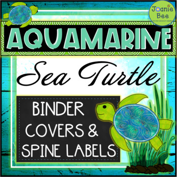 Preview of Sea Turtle Binder Covers & Spine Labels (Aquamarine)