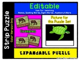 Sea Turtle - Expandable & Editable Strip Puzzle w/ Multipl