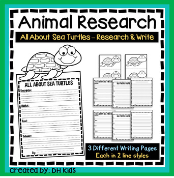 Preview of Sea Turtle Report, Science Writing Project, Animal Research, Reptile Craftivity
