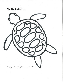 Sea Turtle Template for Sea Turtle Art Lesson Plan by Crazy Busy Art Room