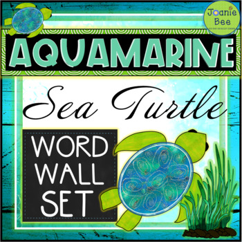 Preview of Sea Turtle Theme Word Wall (Aquamarine)