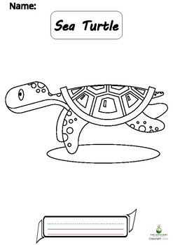 Sea Turtle Writing Practice/Colouring Page by The Efficient Science Teacher