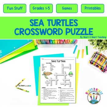 Sea Turtles Crossword Puzzle Worksheet Activity by Heart 2 Heart Teaching