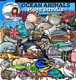 Ocean animals clip art Big set- 100 items!