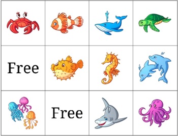 Preview of Sea/ocean animal bingo vocabulary and spelling game