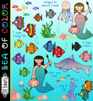 Preview of Sea of Color Clip Art for Art Education and Learning Colors by DJ Inkers