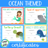 Ocean themed reward certificates (for print or digital use)