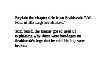 Preview of Seabiscuit by Laura Hillenbrand (flash cards)