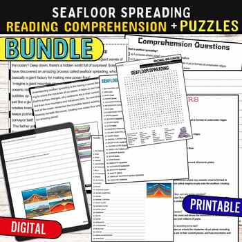 Preview of Seafloor Spreading Reading Comprehension Puzzle,Digital &Print BUNDLE