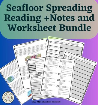 Preview of Seafloor Spreading Reading +Notes and Worksheet Bundle