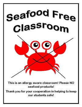 Preview of Seafood Allergy Classroom Signs!