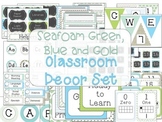 Classroom Decor Seafoam Green, Blue and Gold