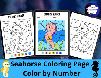 Preview of Seahorse Coloring Page - Color by Number