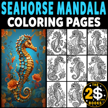 Preview of Seahorse Mandala Coloring Book – 10 Pages