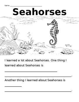 Preview of Seahorse Writing Activity