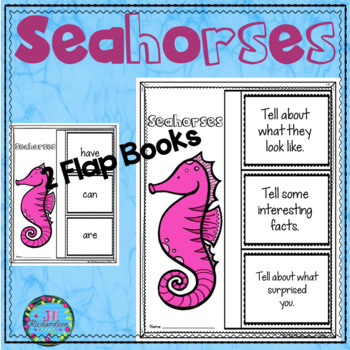Preview of Seahorse Writing Flap books Ocean Animals Kindergarten, 1st, 2nd, & 3rd ESL
