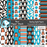 Seamless Bowling Background Patterns with Bowling Ball Pin Shoes