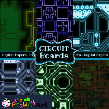 Seamless Circuit Board Digital Paper Backgrounds by Prawny | TPT