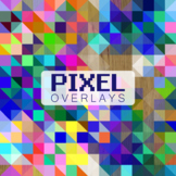 Seamless Colorful Pixel Geometric Overlay Pattern Papers
