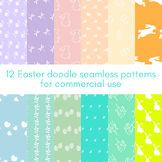 Seamless Easter Doodle Digital Paper, scrapbook backgrounds