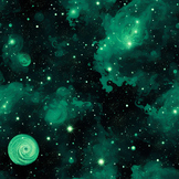Seamless Green Galaxy Pattern for Backgrounds