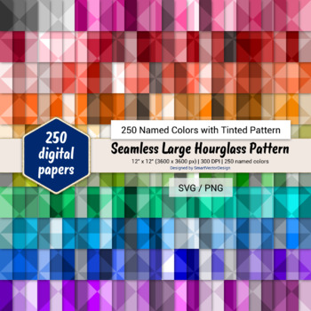 Seamless Very Large Hourglass Pattern Paper-250 Colors on BG By  SmartVectorDesign