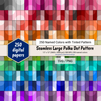 Seamless Very Large Polka Dot Pattern Paper-250 Colors on BG By  SmartVectorDesign