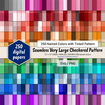 Seamless Large Checkered Pattern Paper - 250 Colors on BG By  SmartVectorDesign