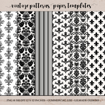Preview of Seamless vintage Victorian style paper templates
