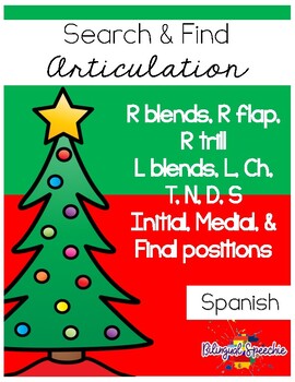 Preview of Search & Find Articulation - Christmas Themed SPANISH