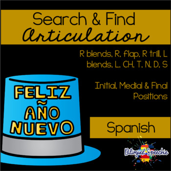 Preview of Search & Find Articulation | Spanish | New Year Themed