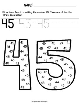 Search and Find: Numbers 40-49 by Empowered Preschoolers | TpT