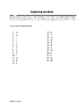 Preview of Let's Find the Symbols on Microsoft Word