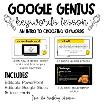 Preview of Google Search Genius | How to Choose Keywords | Editable Lesson + Task Cards